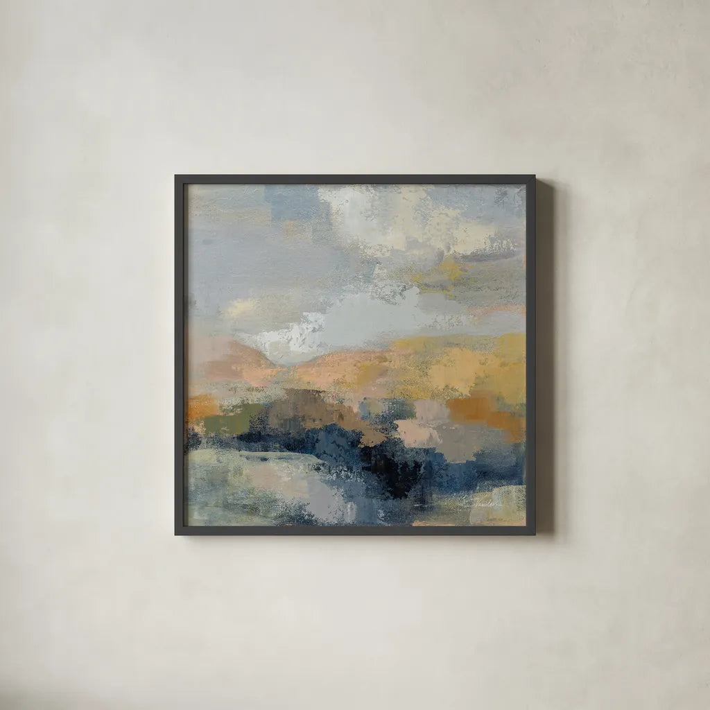 Dusk II by Silvia Vassileva. Shown in a sleek black glass frame for a contemporary gallery look. Available as an archival giclee rolled canvas, fine art paper, or poster print. SKU 85002a.