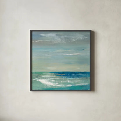 Early Morning Waves I by Silvia Vassileva. Shown in a sleek black glass frame for a contemporary gallery look. Available as an archival giclee rolled canvas, fine art paper, or poster print. SKU 20553a.
