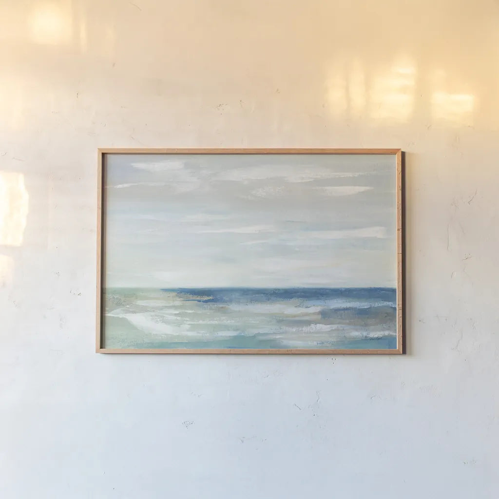 Early Morning Waves III by Silvia Vassileva. shown as a paper print in a natural frame. Available as a archival giclee rolled canvas, fine art paper, or poster print. SKU 73948i.