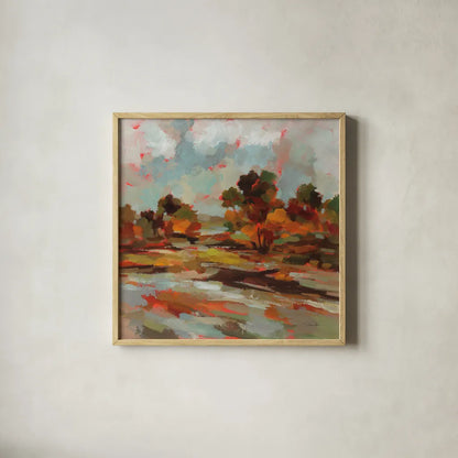 Early October by Silvia Vassileva. Shown in a natural wood glass frame for a timeless modern aesthetic. Available as an archival giclee rolled canvas, fine art paper, or poster print. SKU 94820a.