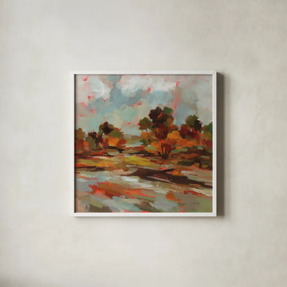 Early October by Silvia Vassileva. Shown in a crisp white glass frame for a clean and minimalist style. Available as an archival giclee rolled canvas, fine art paper, or poster print. SKU 94820a.