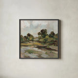 Early October Country Traditions by Silvia Vassileva. Shown in a sleek black glass frame for a contemporary gallery look. Available as an archival giclee rolled canvas, fine art paper, or poster print. SKU 97962a.