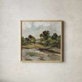 Early October Country Traditions by Silvia Vassileva. Shown in a natural wood glass frame for a timeless modern aesthetic. Available as an archival giclee rolled canvas, fine art paper, or poster print. SKU 97962a.