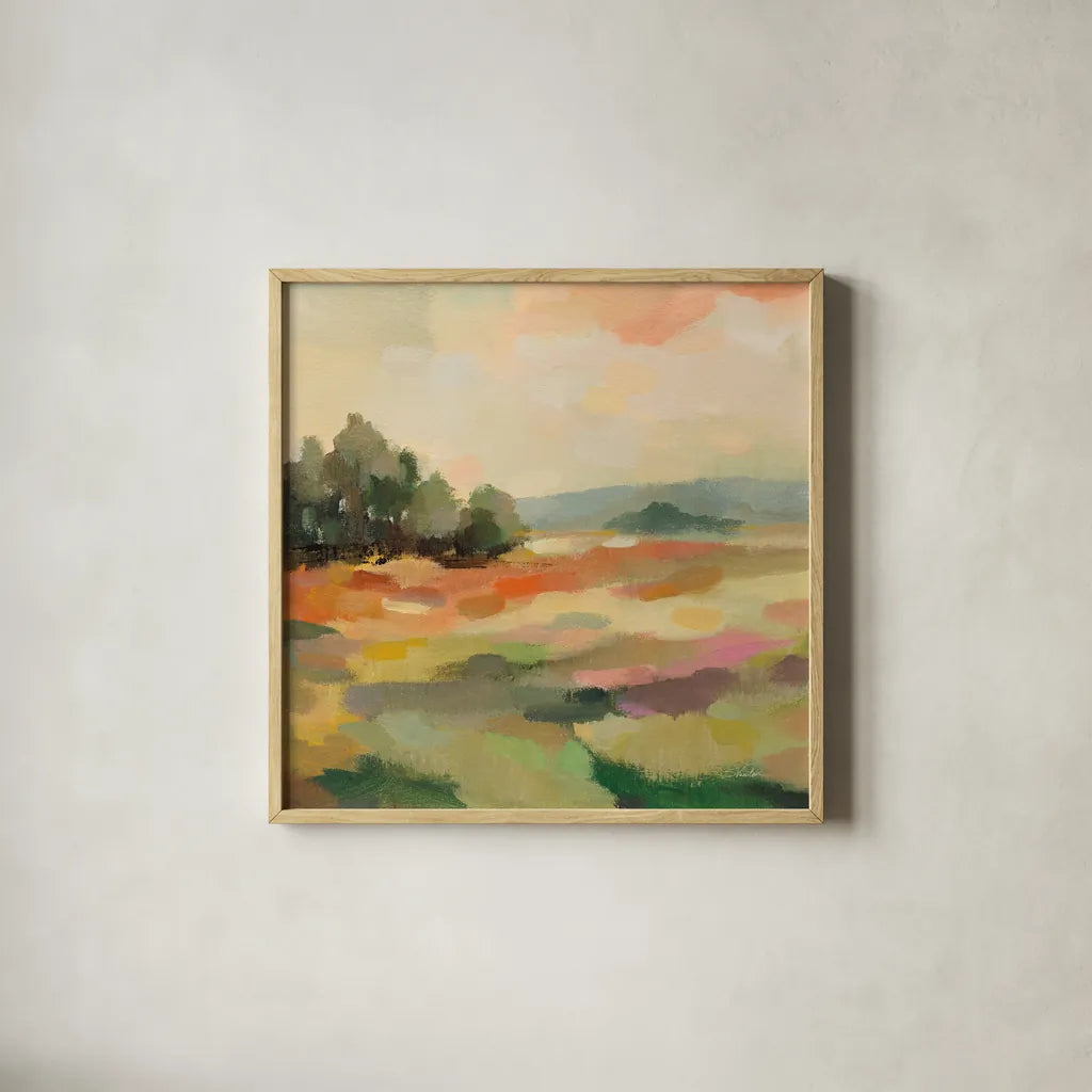Early September II by Silvia Vassileva. Shown in a natural wood glass frame for a timeless modern aesthetic. Available as an archival giclee rolled canvas, fine art paper, or poster print. SKU 94824a.