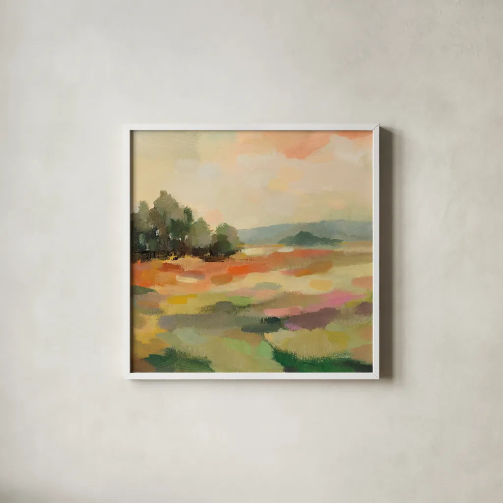 Early September II by Silvia Vassileva. Shown in a crisp white glass frame for a clean and minimalist style. Available as an archival giclee rolled canvas, fine art paper, or poster print. SKU 94824a.