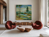 Early Spring Landscape I by Silvia Vassileva. Shown as extra-large giant wall art in a modern living room. Available as an archival giclee rolled canvas, fine art paper, or poster print. SKU 28660a.