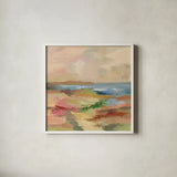 Earth Day I by Silvia Vassileva. Shown in a crisp white glass frame for a clean and minimalist style. Available as an archival giclee rolled canvas, fine art paper, or poster print. SKU 93585a.