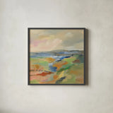 Earth Day II by Silvia Vassileva. Shown in a sleek black glass frame for a contemporary gallery look. Available as an archival giclee rolled canvas, fine art paper, or poster print. SKU 93586a.