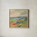 Earth Day II by Silvia Vassileva. Shown in a natural wood glass frame for a timeless modern aesthetic. Available as an archival giclee rolled canvas, fine art paper, or poster print. SKU 93586a.