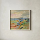 Earth Day II by Silvia Vassileva. Shown in a crisp white glass frame for a clean and minimalist style. Available as an archival giclee rolled canvas, fine art paper, or poster print. SKU 93586a.