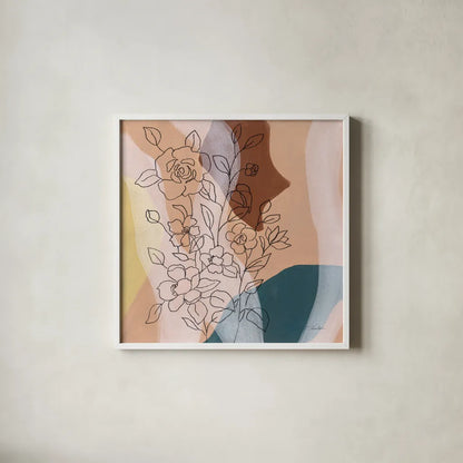 Earthy Boho Lace I by Silvia Vassileva. Shown in a crisp white glass frame for a clean and minimalist style. Available as an archival giclee rolled canvas, fine art paper, or poster print. SKU 77105a.