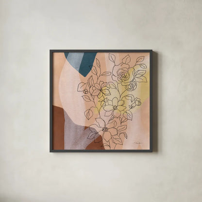 Earthy Boho Lace II by Silvia Vassileva. Shown in a sleek black glass frame for a contemporary gallery look. Available as an archival giclee rolled canvas, fine art paper, or poster print. SKU 77106a.
