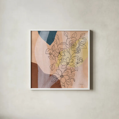 Earthy Boho Lace II by Silvia Vassileva. Shown in a crisp white glass frame for a clean and minimalist style. Available as an archival giclee rolled canvas, fine art paper, or poster print. SKU 77106a.