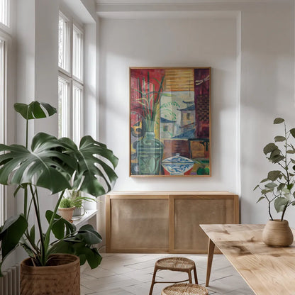 Eastern Melody Crop by Silvia Vassileva. shown as a print in a natural wood frame in a dining room. Available as a archival giclee rolled canvas, fine art paper, or poster print. SKU 36703h.