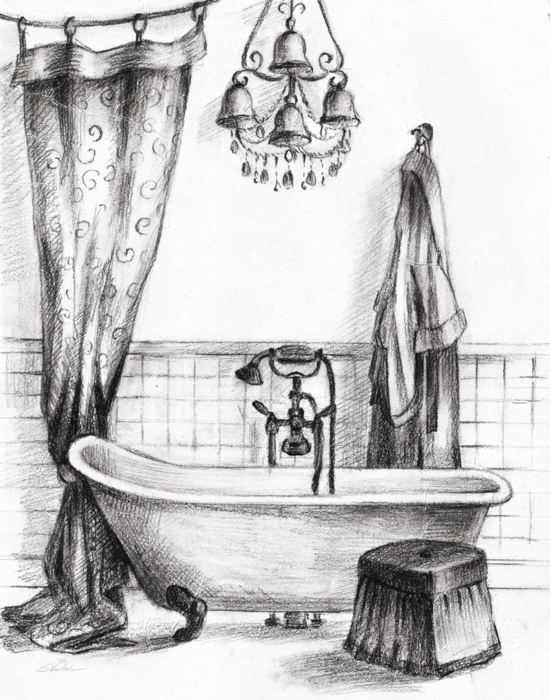Elegant Bath II BW Crop by Silvia Vassileva