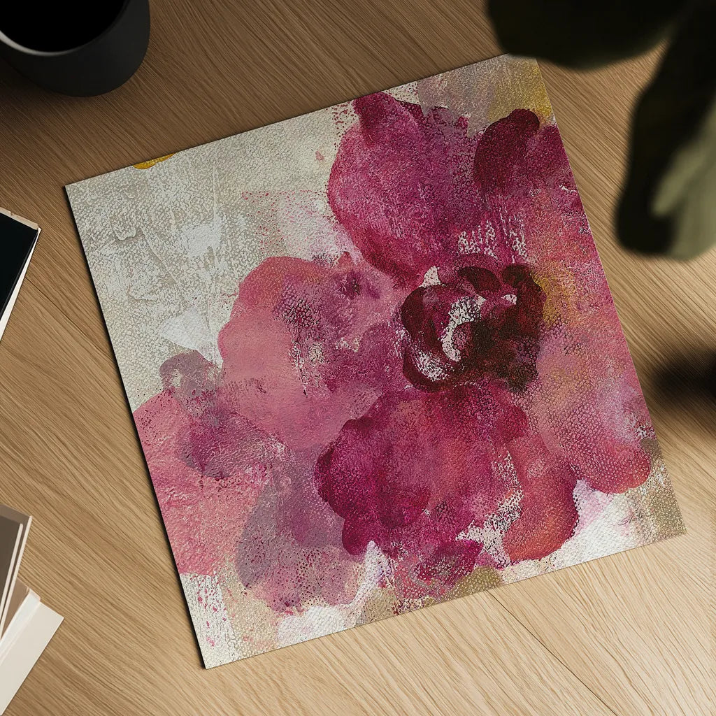 Elegant Fresco Floral Gold Flower I by Silvia Vassileva. Shown as a detailed flat fine art print, highlighting archival giclee quality. Available as an archival giclee rolled canvas, fine art paper, or poster print. SKU 25681a.