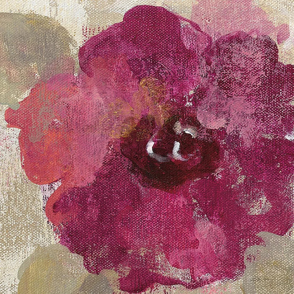 Elegant Fresco Floral Gold Flower III by Silvia Vassileva. SKU 25683a. Archival Giclee Fine art print for wall decor.