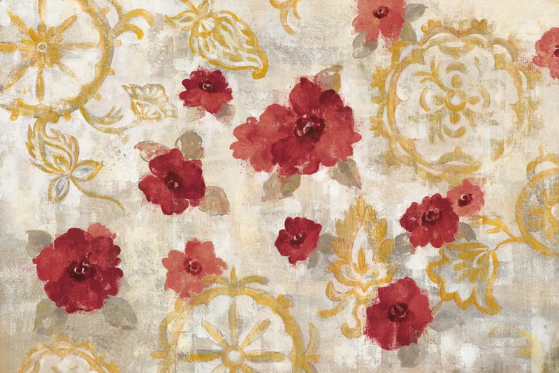 Elegant Fresco Red Gold by Silvia Vassileva. SKU 55988i. Archival Giclee Fine art print for wall decor.