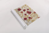 Elegant Fresco Red Gold by Silvia Vassileva. shown as a rolled paper print. Available as archival giclee rolled canvas, fine art paper, or poster print. SKU 55988i.