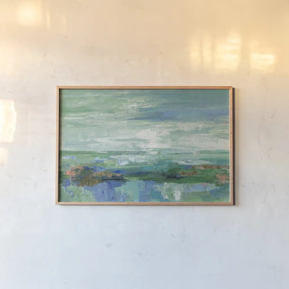 Emerald Bay by Silvia Vassileva. shown as a paper print in a natural frame. Available as a archival giclee rolled canvas, fine art paper, or poster print. SKU 18786i.