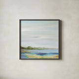 Emerald Lagoon Sq Light by Silvia Vassileva. Shown in a sleek black glass frame for a contemporary gallery look. Available as an archival giclee rolled canvas, fine art paper, or poster print. SKU 71752a.