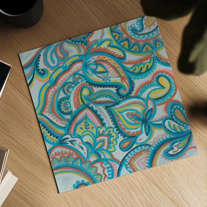 Emerald Paisley II by Silvia Vassileva. Shown as a detailed flat fine art print, highlighting archival giclee quality. Available as an archival giclee rolled canvas, fine art paper, or poster print. SKU 64820a.