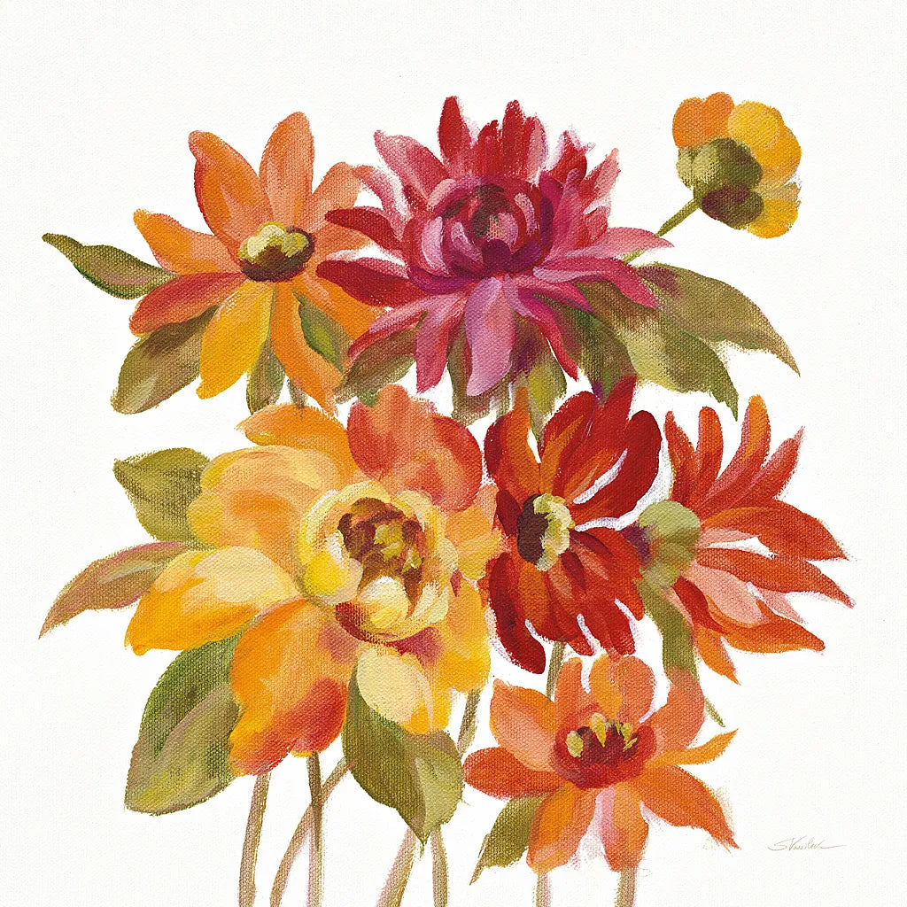 English Garden I on White by Silvia Vassileva. SKU 32137a. Archival Giclee Fine art print for wall decor.