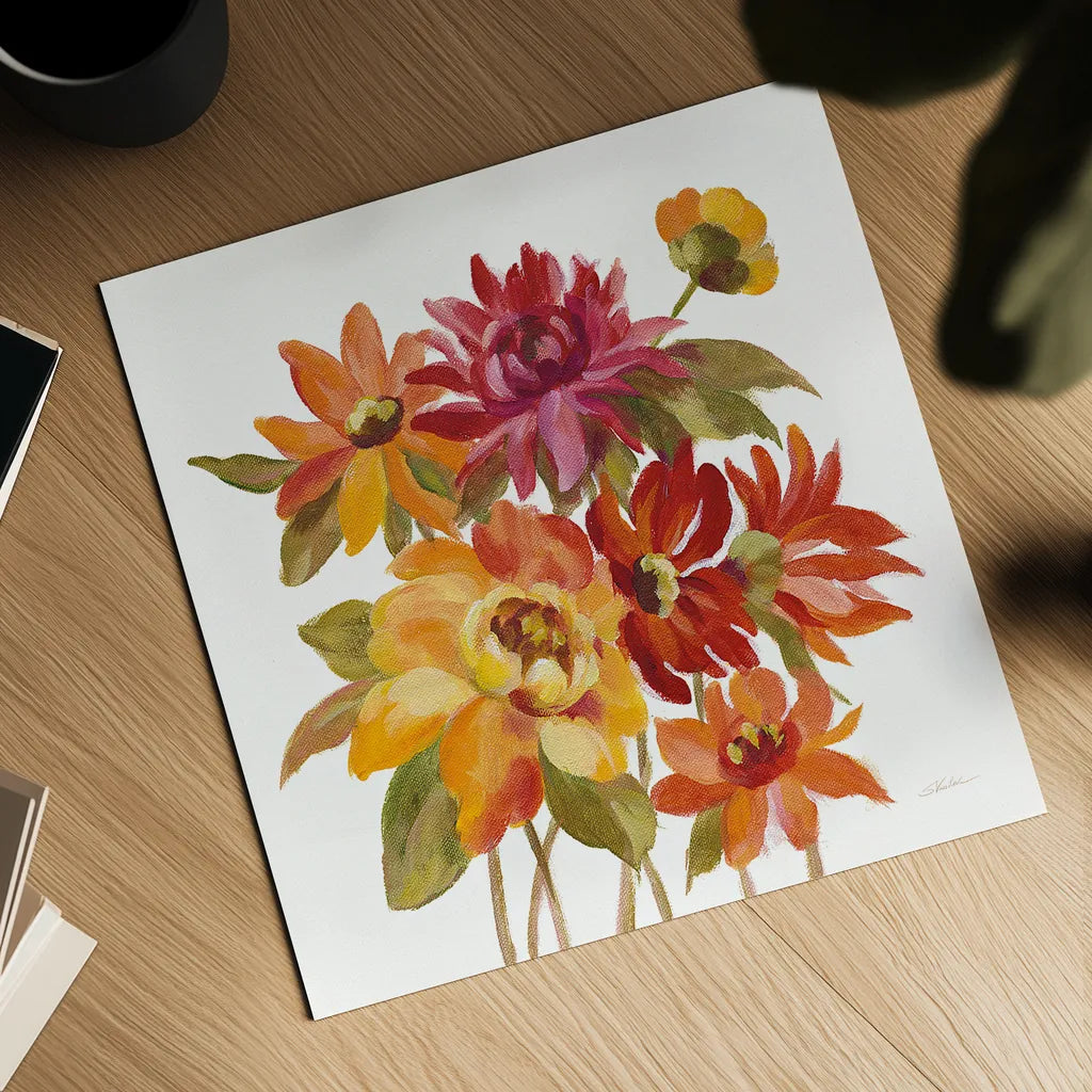 English Garden I on White by Silvia Vassileva. Shown as a detailed flat fine art print, highlighting archival giclee quality. Available as an archival giclee rolled canvas, fine art paper, or poster print. SKU 32137a.