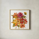 English Garden I on White by Silvia Vassileva. Shown in a natural wood glass frame for a timeless modern aesthetic. Available as an archival giclee rolled canvas, fine art paper, or poster print. SKU 32137a.