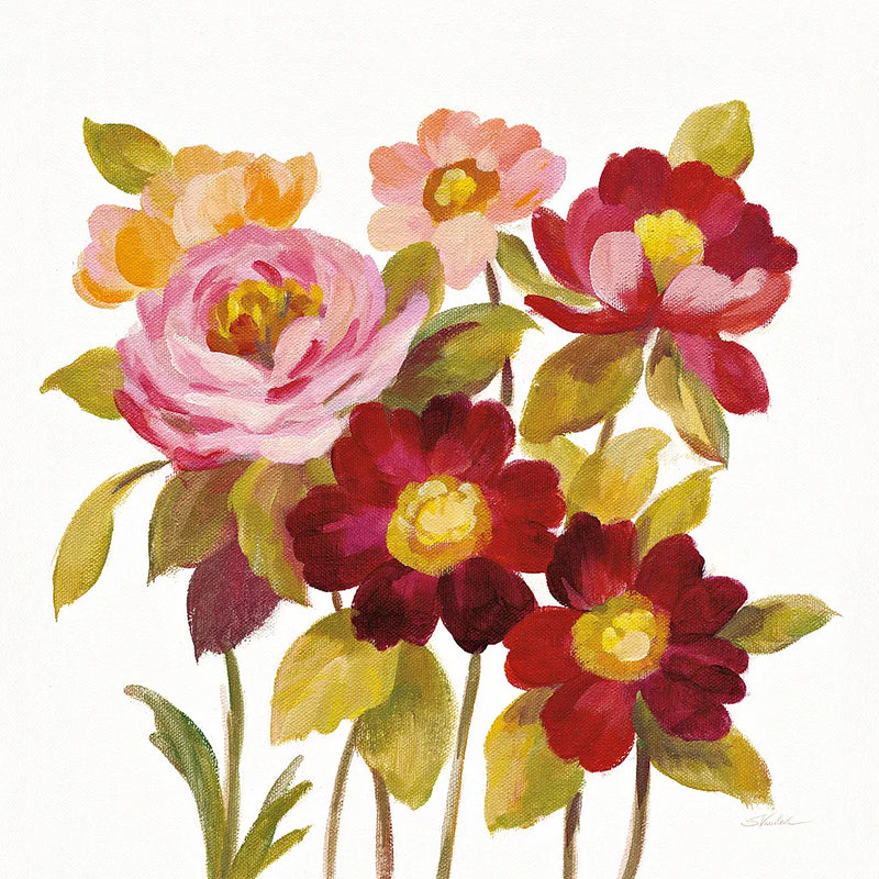 English Garden IV on White by Silvia Vassileva. SKU 32138a. Archival Giclee Fine art print for wall decor.