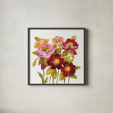 English Garden IV on White by Silvia Vassileva. Shown in a sleek black glass frame for a contemporary gallery look. Available as an archival giclee rolled canvas, fine art paper, or poster print. SKU 32138a.