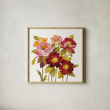 English Garden IV on White by Silvia Vassileva. Shown in a natural wood glass frame for a timeless modern aesthetic. Available as an archival giclee rolled canvas, fine art paper, or poster print. SKU 32138a.