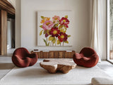 English Garden IV on White by Silvia Vassileva. Shown as extra-large giant wall art in a modern living room. Available as an archival giclee rolled canvas, fine art paper, or poster print. SKU 32138a.