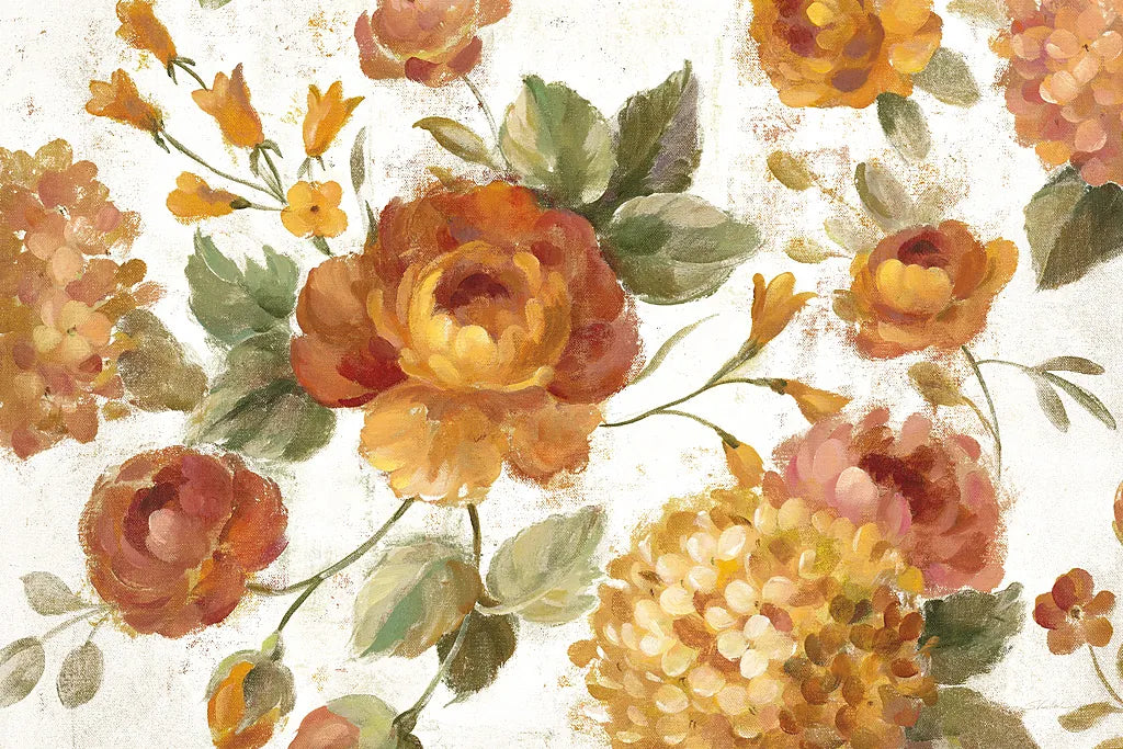 English Garden on White Crop by Silvia Vassileva. SKU 33729i. Archival Giclee Fine art print for wall decor.