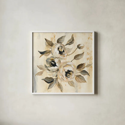 English Rose I by Silvia Vassileva. Shown in a crisp white glass frame for a clean and minimalist style. Available as an archival giclee rolled canvas, fine art paper, or poster print. SKU 30443a.