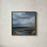 Evening Beach by Silvia Vassileva. Shown in a sleek black glass frame for a contemporary gallery look. Available as an archival giclee rolled canvas, fine art paper, or poster print. SKU 102547a.
