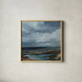 Evening Beach by Silvia Vassileva. Shown in a natural wood glass frame for a timeless modern aesthetic. Available as an archival giclee rolled canvas, fine art paper, or poster print. SKU 102547a.