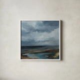 Evening Beach by Silvia Vassileva. Shown in a crisp white glass frame for a clean and minimalist style. Available as an archival giclee rolled canvas, fine art paper, or poster print. SKU 102547a.