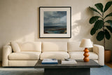 Evening Beach by Silvia Vassileva. Displayed in a glass frame with matte in a clean modern living room. Available as an archival giclee rolled canvas, fine art paper, or poster print. SKU 102547a.