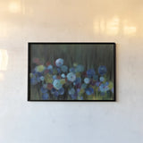 Evening Blue Garden by Silvia Vassileva. shown as a paper print in a black flame. Available as a archival giclee rolled canvas, fine art paper, or poster print. SKU 104644i.