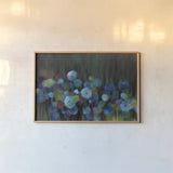 Evening Blue Garden by Silvia Vassileva. shown as a paper print in a natural frame. Available as a archival giclee rolled canvas, fine art paper, or poster print. SKU 104644i.