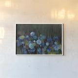 Evening Blue Garden by Silvia Vassileva. shown as a paper print in a white frame. Available as a archival giclee rolled canvas, fine art paper, or poster print. SKU 104644i.