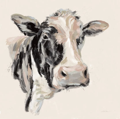 Expressionistic Cow I Neutral by Silvia Vassileva. SKU 59166a. Archival Giclee Fine art print for wall decor.