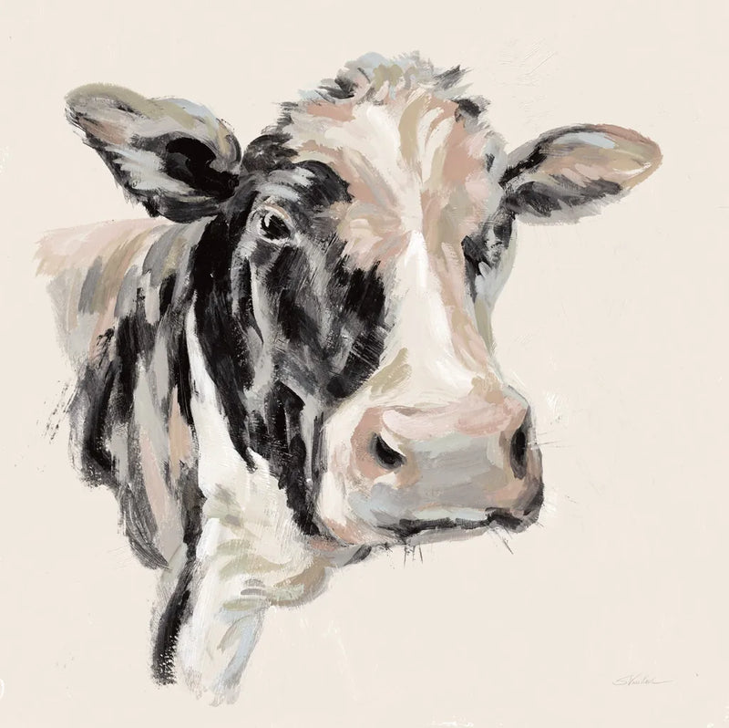 Expressionistic Cow I Neutral by Silvia Vassileva. SKU 59166a. Archival Giclee Fine art print for wall decor.
