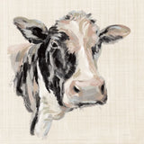 Expressionistic Cow I Neutral Linen by Silvia Vassileva. SKU 52890a. Archival Giclee Fine art print for wall decor.