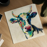Expressionistic Cow II by Silvia Vassileva. Shown as a detailed flat fine art print, highlighting archival giclee quality. Available as an archival giclee rolled canvas, fine art paper, or poster print. SKU 49920a.