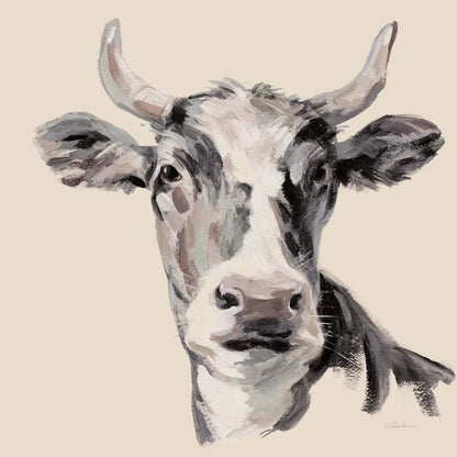 Expressionistic Cow II Neutral by Silvia Vassileva. SKU 101473a. Archival Giclee Fine art print for wall decor.
