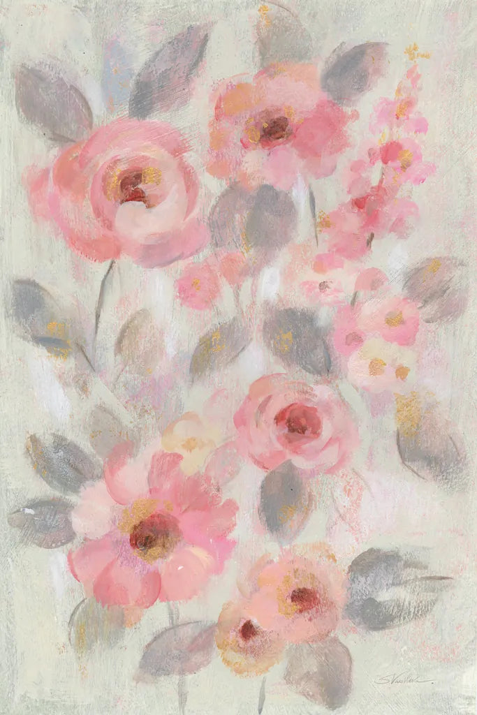Expressive Pink Flowers I by Silvia Vassileva. SKU 63282h. Archival Giclee Fine art print for wall decor.