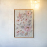 Expressive Pink Flowers II by Silvia Vassileva. shown as a paper print in a natural frame. Available as a archival giclee rolled canvas, fine art paper, or poster print. SKU 63283h.