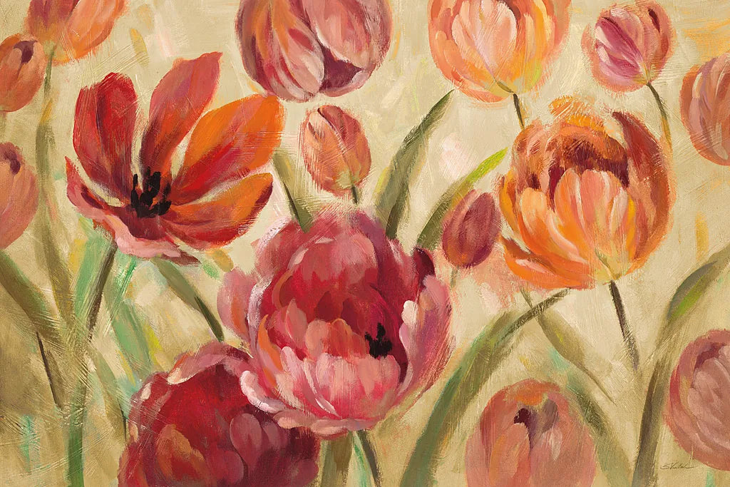 Expressive Tulips Neutral by Silvia Vassileva. SKU 29160i. Archival Giclee Fine art print for wall decor.
